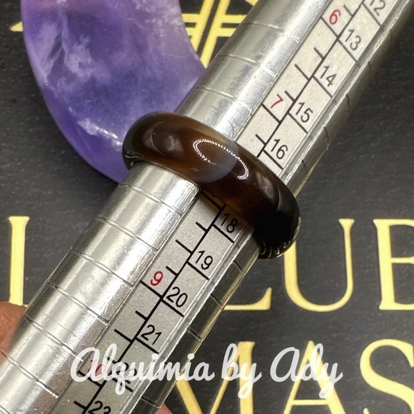 Brown crazy lace agate carved gem ring band/happy ring - Picture 2 of 7